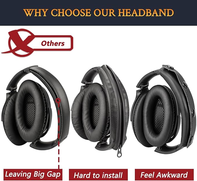 SOULWIT Headband Cover for Bose QuietComfort 45 (QC45)/QuietComfort SE (QC SE)/Quiet Comfort Wireless Headphones, Replacement Headstrap Pad Repair Part - White Smoke