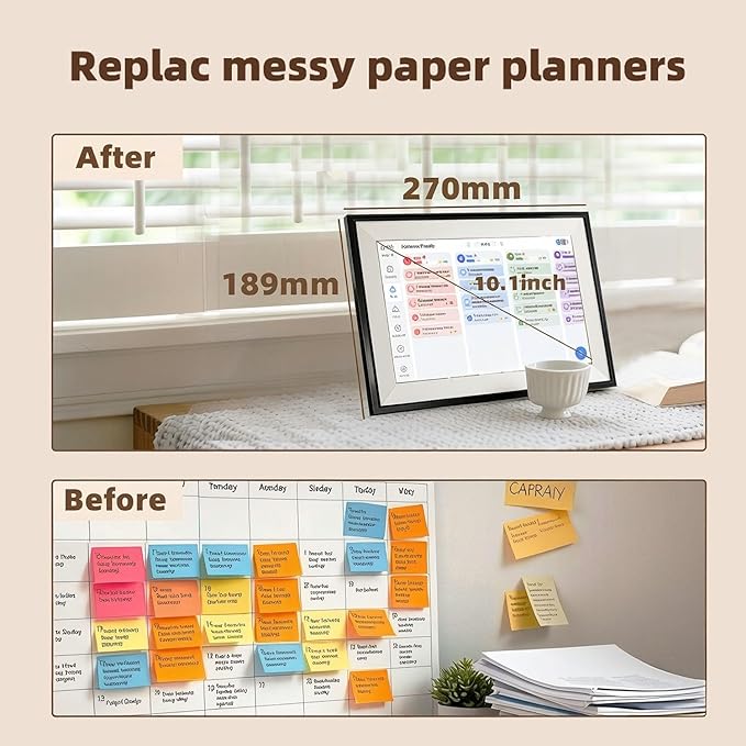 10.1 Inch Digital Calendar with Touchscreen Full HD Interactive Display, Wall & Desk Mountable Family Planner, Chore Chart, to-Do List & Meal Planner, Smart Digital Picture Frame Gift for Women Mom