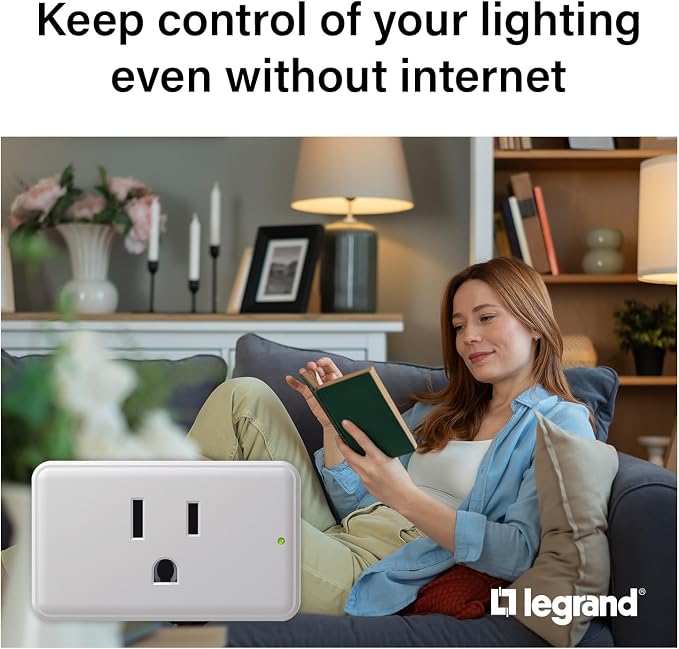 Legrand Radiant® Wi-Fi Matter Smart Plug Matter Hub Required 15A, Easy Setup, Enhanced Compatibility with Apple HomeKit, Google Home, Alexa & SmartThings, Easy Wi-Fi Connectivity w/Matter (1 Pack)