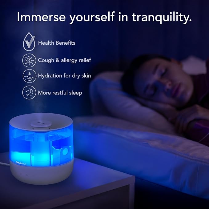 Vornado MISTIC 4 Whole Room Ultrasonic Humidifier, Top-Fill, Aromatherapy, 1-Gallon Tank, 3 Mist Settings, Ambient Lighting, Whisper-Quiet, Included Scent Pads, Air Humidifier for Kids and Home
