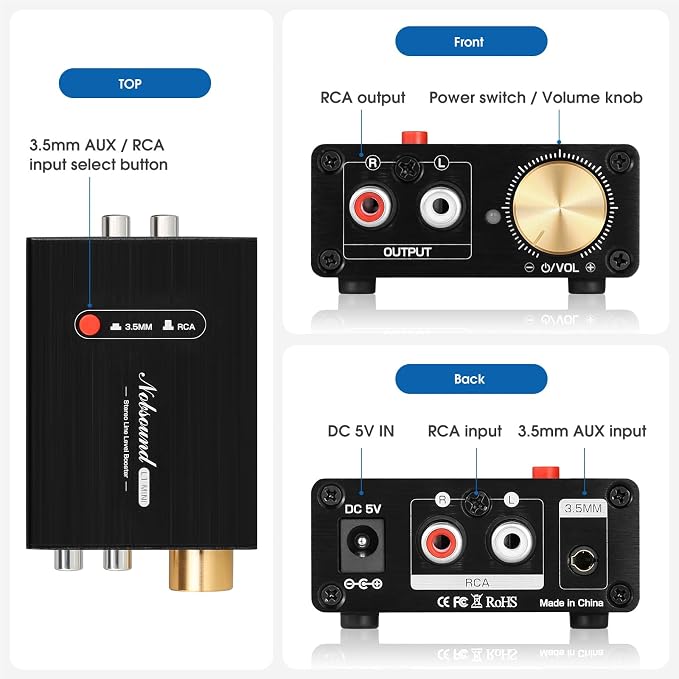 Douk Audio L1-MiINI Stereo Line Level Booster Amplifier Audio Preamp 20dB Gain + Volume Control