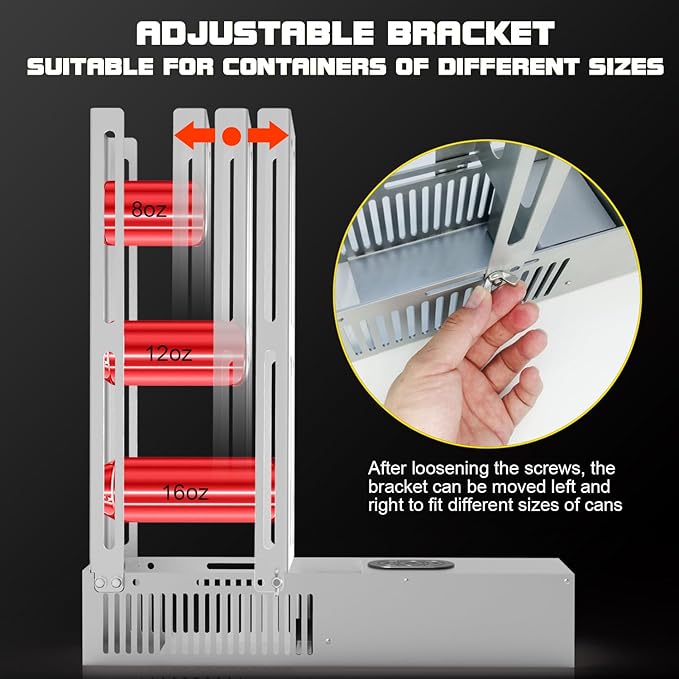 SIXRARI Electric Can Crusher for Recycling, Heavy Duty Metal Can Smasher with Automatic Eject, One-Click Operation, Holds 8 Cans at a Time, Fits 6/12/16oz Aluminum Cans/Plastic Soda Bottles (Silver)