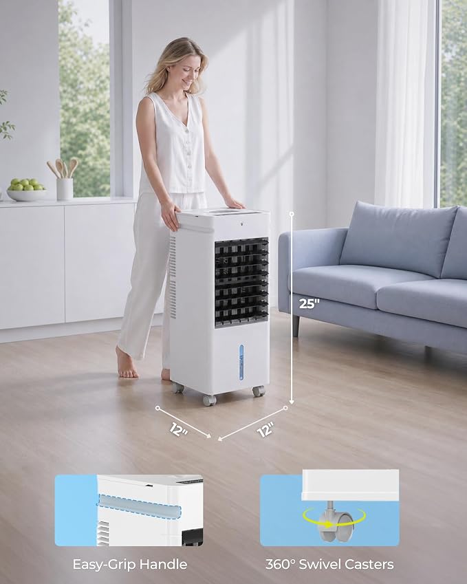 Portable Air Conditioners, 3 Wind Modes, 12 Speeds, 70° Oscillation, XL Water Tank, Evaporative Air Cooler, Swamp Cooler Air Conditioner Portable, Personal Air Conditioner Air Cooler for Bedroom Room