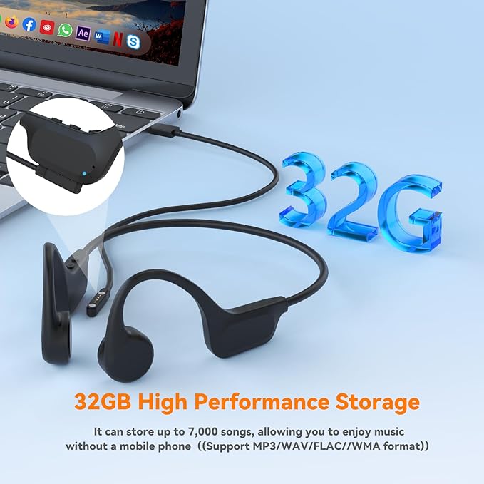 Bone Conduction Bluetooth Headphones-SwimBeats,IP68 Waterproof Swimming Headphones with 32GB MP3 Player, Lightweight Open Ear Design for Swimming/Surfing/Marathon/Cycling(Orange