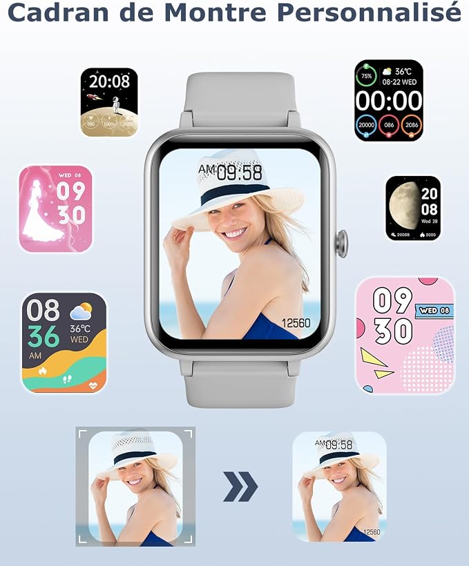 GRV Smart Watch for iOS and Android Phones (Answer/Make Calls), Watches for Men Women IP68 Waterproof Smartwatch Fitness Tracker Watch with Heart Rate/Sleep Monitor Steps Calories Counter (Gray)