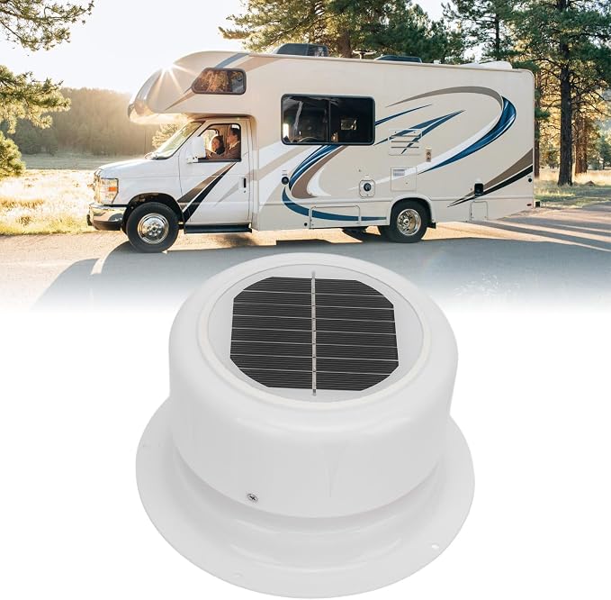 Solar Powered RV Roof Vent Fan with Mounting Screws Solar Exhaust Ventilation Fan for RV Boat Trailer Camping Car Ceiling Ventilation Fan