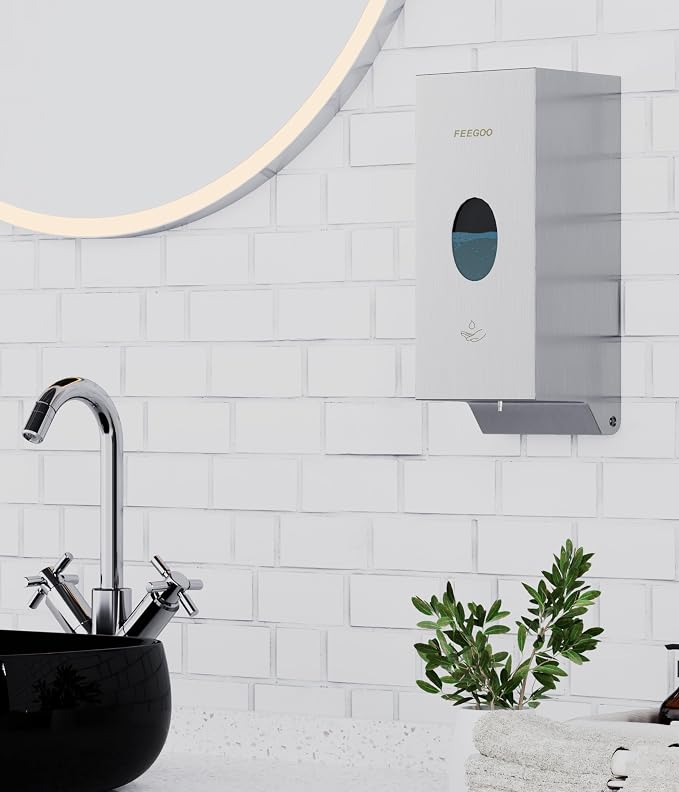 Automatic Wall Mounted Soap Dispenser, 27 fl oz / 800 ml Touchless Liquid Soap Dispenser, 304 Stainless Steel Commercial Soap Dispenser for Bathrooms, Offices, Hotels and Restaurants