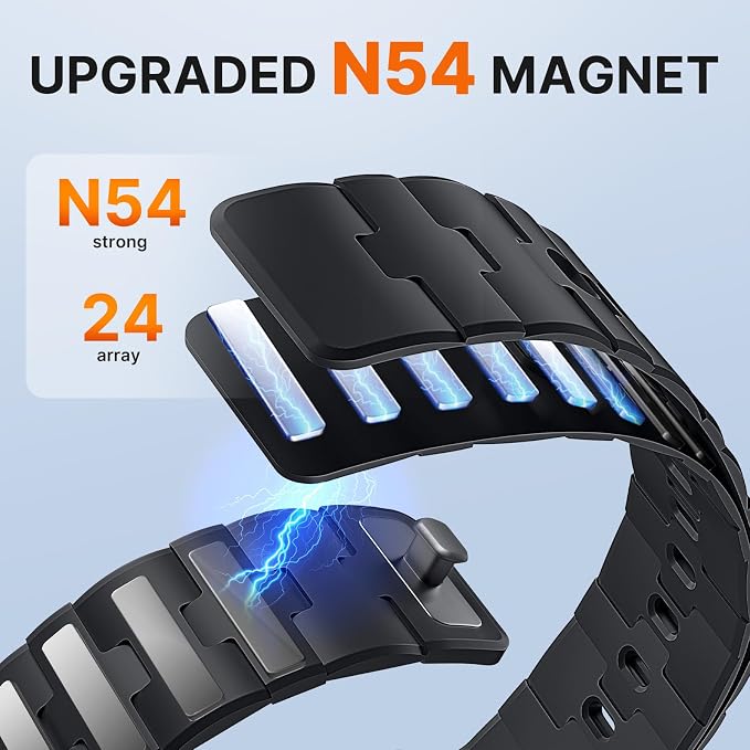 Bandletic Magnetic Silicone Bands Compatible with Google Pixel Watch 4/3 45mm Band for Women and Men, Rugged Soft Sport Strap Replacement Wristband