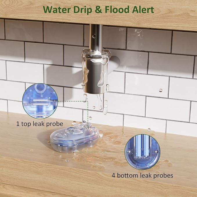 5 Pack WD61 Water Leak Detector for Home, 120dB Water Sensor Alarm for Basement, Leakage Detection Device for Under Sink/Pipe/Drain Drip, Floor Flood in Bathroom/Kitchen/Toilet/Laundry Room, Clear