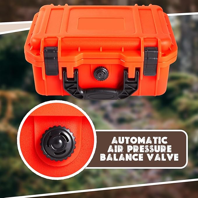 Relaxweex 1 Pcs Waterproof Hard Case with DIY Customizable Foam Insert Portable Protective Case with Knife for Camera Drones Equipments Tools Test Instruments(Reddish Orange,16.3 x 12.4 x 6.5 Inch)