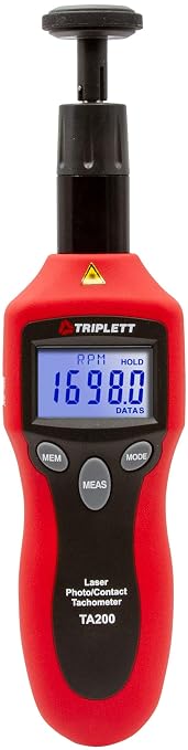 Triplett TA200 Contact and Non-Contact Laser Photo Tachometer with Certificate of Calibration to NIST