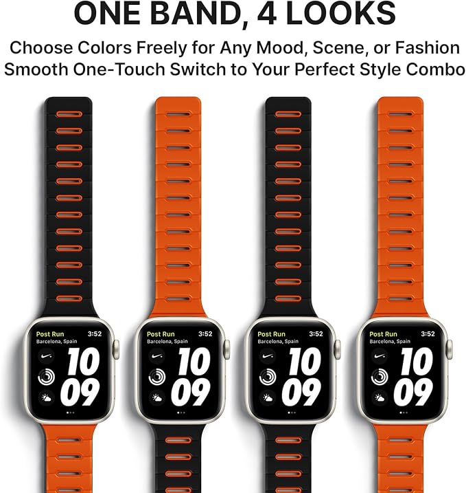 Bandletic Magnetic Reversible Magnetic Sport Bands Compatible with Apple Watch Band 38mm/40mm/41mm/42mm(Series 11 10) Men, Double Sided Wearable Strap for iWatch bands Series 9 8 7 6 5 4 SE3 SE2 3 2 1