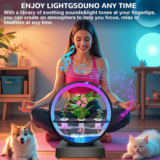 Led Atmosphere Lights with Bluetooth Speaker RGB Color Changing Table Lamp Dimmable Night Light USB Desk Ambient Lights for Mom Mother Kids Girls Gift Bedroom Office Home Decor (Plant Not Included)