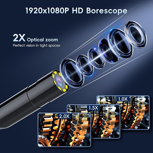 SKYBASIC Industrial Endoscope Borescope Camera with Light, 4.3'' HD Digital Handheld Waterproof Sewer Tools Snake Inspection Camera with 8 LED Lights 65.6FT Semi-Rigid Cable, Cool Gift Gadgets for Men