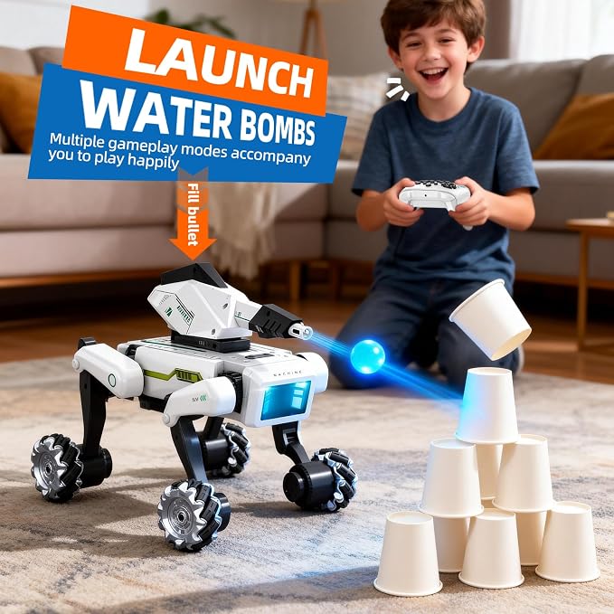3 in 1 Robot Dog Building Kit for Kids Ages 6-12, Voice & Remote Control Robotic Pet, 30+ Bionic Actions, 25m Range, Programmable STEM Toy with Claw & Cannon