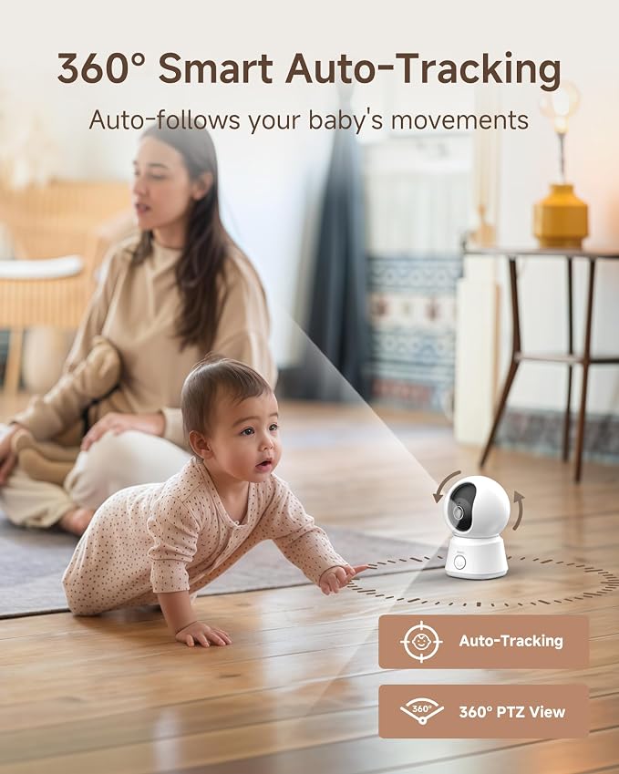 ARENTI WiFi Baby Camera Monitor B2 Kit 2026 Upgraded, 5-inch Wireless Display, Smartphone App, Encrypted Connection, Lullaby, Super Night Vision, Auto Tracking, Temp Sensor, Support Local Storage