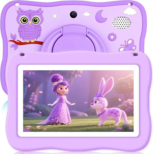 Kids Tablet 7IN Toddler Tablet for Kids, Children Tablets for Toddlers with Parental Controls, Camera, Shockproof Case, Kids Learning Apps Pre-installed Kid’s Educational Tablets for Boy Girl (purple)