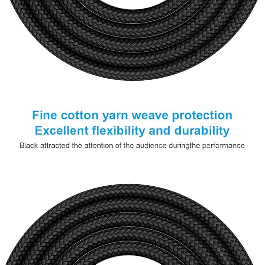 New Bee Guitar Cable 6ft Electric Instrument Cable Bass AMP Cord 1/4 Straight to Straight for Electric Guitar, Bass Guitar, Electric Mandolin, Pro Audio, Black