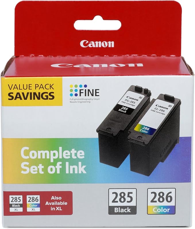 Canon® PG-285 Black/CL-286 Tri-Color Standard-Yield Ink Cartridges, Pack Of 2, 6197C004
