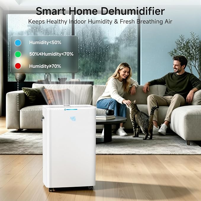 Dehumidifier, Max 80 Pint Dehumidifier for Basement, Up to 4500 Sq.Ft with Drain Hose,Humidity Control and Auto Shut-off,Quiet Smart Compressor for Home, Bathroom, Garage and Large Rooms