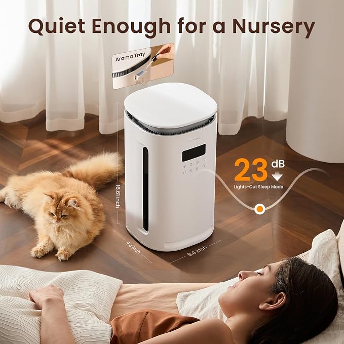 Provirtec Pawtent Pro Pet Air Purifier, 2-Year Filter Life, 99.23% Pet Odor & 99.97% Allergies & 99.70% Pet Hair Reduction, H13 True HEPA, Large Room up to 1800 ft², Auto Mode for Cats Dogs Home