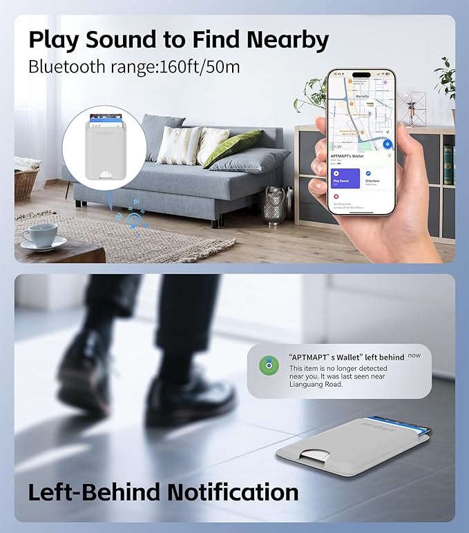 for MagSafe Wallet with Find My Tracking, Ultra-Slim, 3-Card RFID Holder, Strong Magnetic Wallet for iPhone 17/16/15/14/13/12 Pro Max Air Plus, Wireless Charging, White