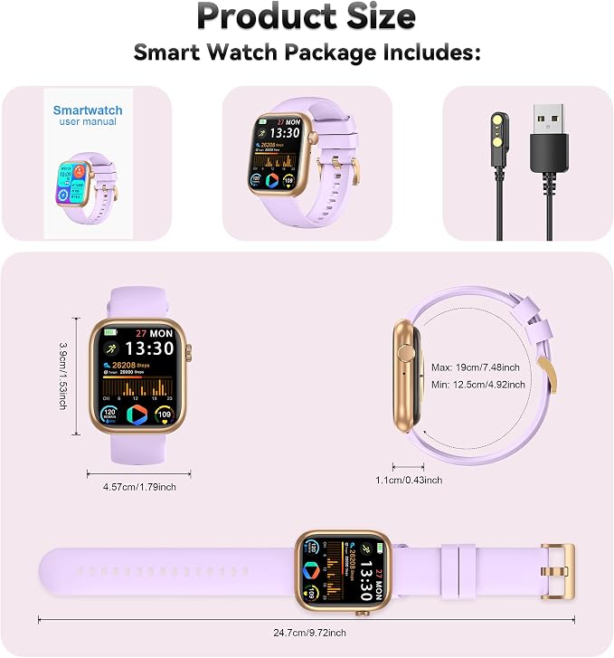 Smart Watch for Men Women(Answer/Make Call), 1.83" Fitness Watch with Heart Rate/Blood Pressure/Blood Oxygen, Pedometer, Sleep Tracker,120+ Sport Modes, IP68 Waterproof Fitness Tracker for Android iOS