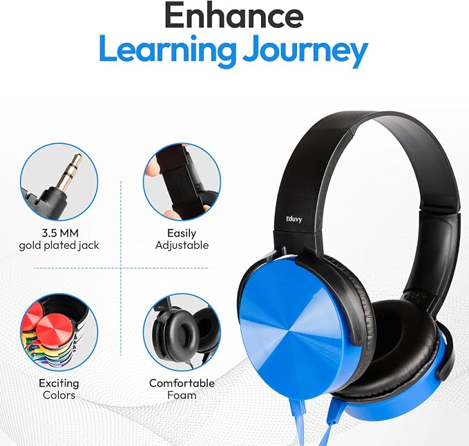 Bulk Headphones for Classroom, 12 Pack Durable Wired School Headphones for Students. Teacher Must Haves Supplies from Elementary to College (Mixed Color)