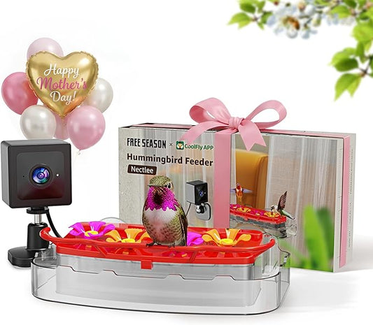 2K Smart Window Hummingbird Feeder Camera with AI Identify, Auto-Capture Fast Moments, IP65 Waterproof & Ant Moat, Strong Suction for Apartment/Cat TV, Best Gift for Bird Lovers