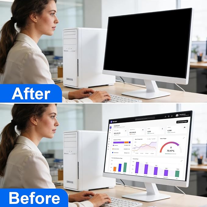 [2-Pack] Privacy Screen For Computer Monitor, 24-Inch 16:10 Aspect Ratio; Anti Spy/Bule Light/Glare And Eye Protection, 2 Install Ways Removable For Office, Airport, Cafe And Other Public Area; Diagonal 24 Inches, Width 20.35 Inches, Height 12.72 Inches