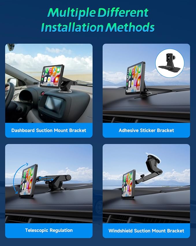Spedal Car Play with Backup Camera, Portable CarPlay and Android Auto 7" CarPlay Screen for Car, Mirror Link/Bluetooth/Navigation/Voice Control
