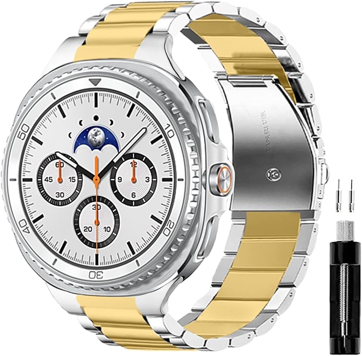 GOLDTOLUCK No Gap Stainless Steel Band Compatible with Samsung Galaxy Watch 8 7 6 5 4 Classic FE Pro Ultra 40mm 44mm 46mm 43mm 47mm 45mm 42mm Replacement Men Women Milanese Metal Elegant Casual