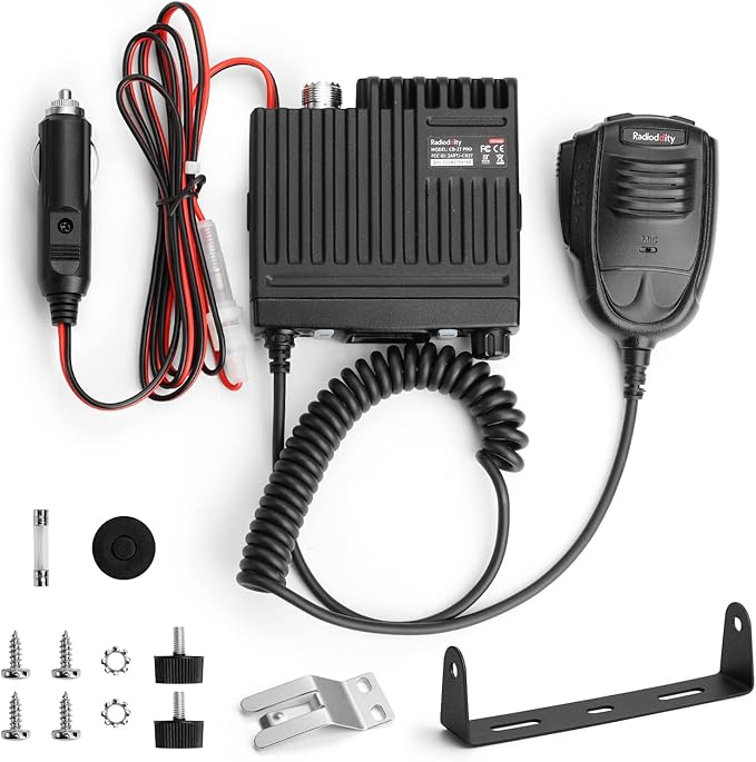 Radioddity CB-27 Pro CB Radio 40-Channel Mini Mobile with AM FM Instant Emergency Channel 9/19, 4W Power Output, LCD Display, VOX, RF Gain, and Handheld Mic
