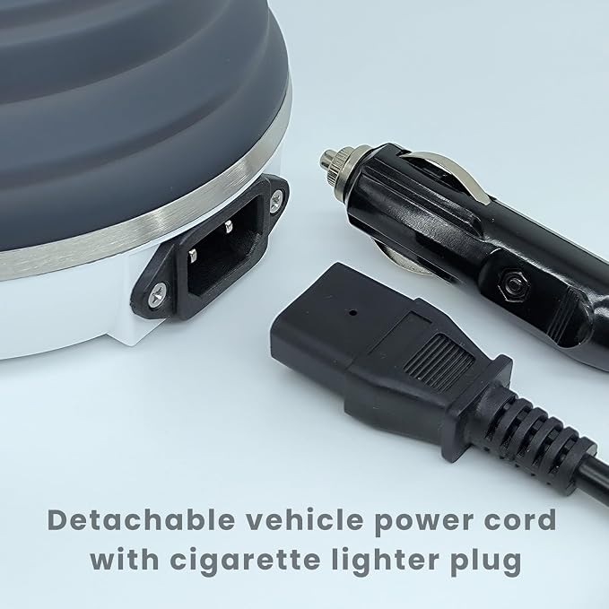 24V Portable Kettle, Collapsible Truck Kettle with Cigarette Lighter Plug, Foldable Hot Water Boiler for Truck, Food Grade Silicone, Fast Boiling, Auto Shut Off and Keep Warm,450ml (24V Black)