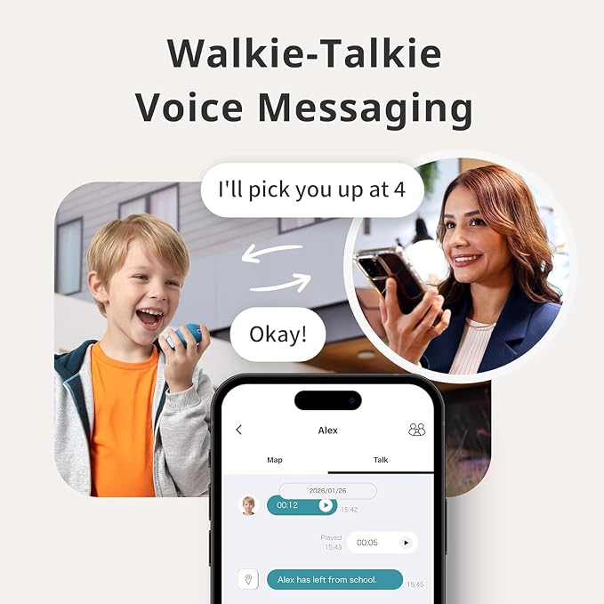 BoT Talk® Kids GPS Tracker with Walkie-Talkie Voice Messaging – Screen-Free, School-Friendly, 7-Day Battery, 30-Day Satisfaction Promise