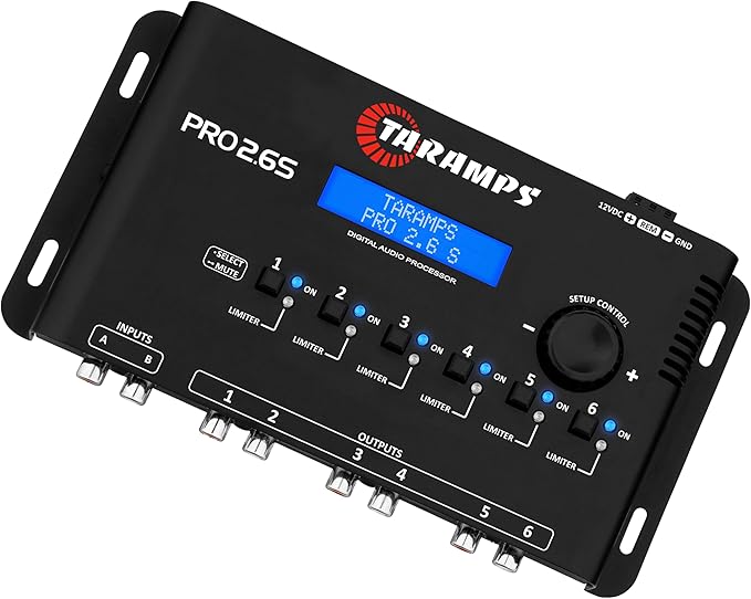 Taramp's Pro 2.6S Digital Signal Processor Equalizer 3-band Graphic Equalization 6 Channels 18K Ohms(RCA) Output Impedance 47 Ohms Limiter Adjustable Car Audio System