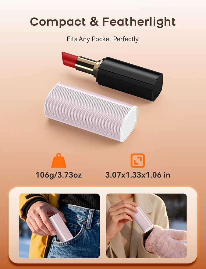 RORRY Hand Warmers Rechargeable 2 Pack, 10000mAh 360° Heating Magnetic Electric Hand Warmer, 24Hrs Warmth Portable Reusable Pocket Heater for Camping Hunting Gifts for Men Women