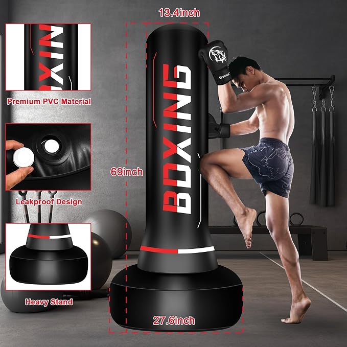 Freestanding Punching Bag for Adults,70" Heavy Duty Boxing Bag with Stand, Kickboxing and MMA Muay Thai Training Equipment for Men and Women Beginners