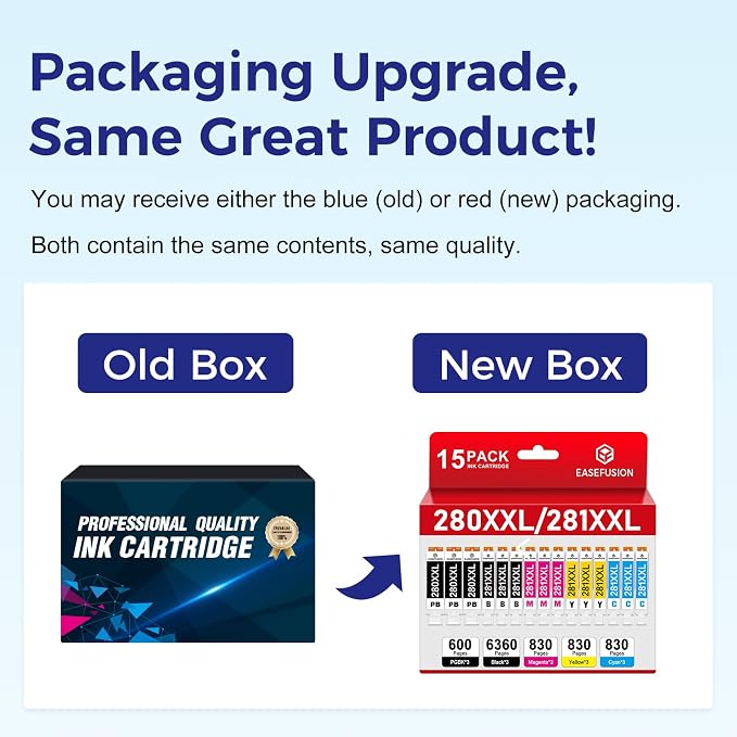 15 Pack 280XXL 281XXL 280 281 XXL Ink Cartridges to TR8620a TR8600 TR8620 TR8520 Ink Replacement for Canon PGI-280 CLI-281 XL to TR7520 TS702a TS9520 TS9521C TS6120 TS6220 TS9120 TS6320 TS8220 Printer