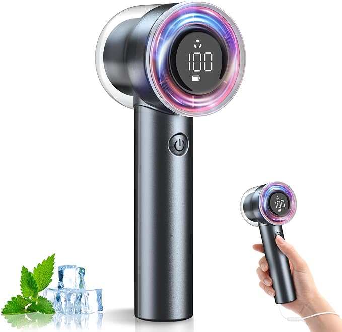 1-100 Speed Portable Handheld Turbo Fan, 【15000RPM】Ultra High-speed,Personal Hand Held Travel Fans,5000mAh Battery Rechargeable Mini Fans,Digital Display,Small Pocket Fan for Summer Essential Gift