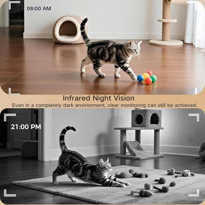 Smart 1080P Pet Camera Robot, Movable Indoor Dog & Cat Camera with Laser Toy, Auto Patrol & Recharge, Night Vision, 2-Way Talk, Home Security Cam for Baby & Elderly Care (Supports SD/Cloud Storage)