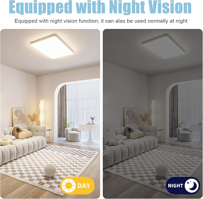 Visible Ceiling Mount Indoor WiFi Camera 1080P HD – for Baby Pet Elderly Monitoring, Round Design, No Smoke Detection