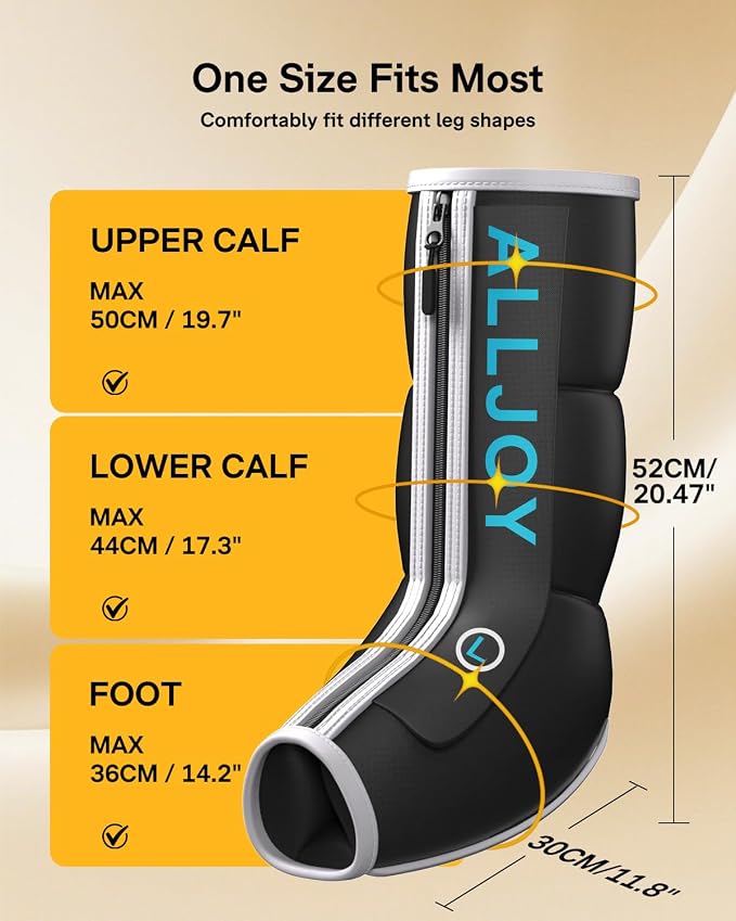 ALLJOY Leg Massager with Heat and Compression, Sequential Leg Compression Massager Boots with 2 Heat 4 Mode 4 Intensity, Leg Massager for Circulation and Pain Relief FSA