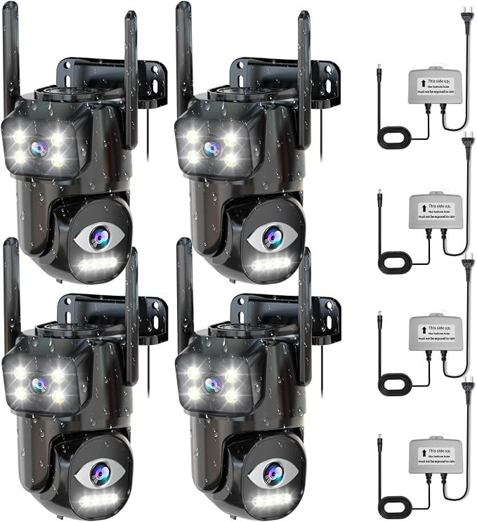LETSCEE Dual Lens WiFi Security Camera Outdoor,5G/2.4G PTZ Outdoor Auto Tracking,HOM Security Surveillance System Camera,WiFi,Night Vision,7/24 Recording