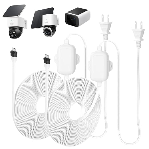 30FT Power Adapter Designed for eufy Security SoloCam S220/S340/S4/E30/E42, eufyCam S330/S3 Pro and eufy Security Indoor Cam S350/E30, Charger and Extension Cable Provide Continuous Charging (2)