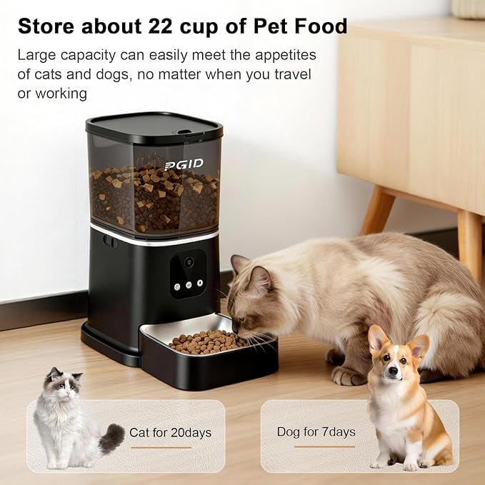 Automatic Cat Feeder,2.4G WiFi Automatic Dog Food Dispenser,Auto Dog Feeder with APP Control,5L Timed Auto Cats Food Dispenser w 2-Way Audio for Multiple Pet