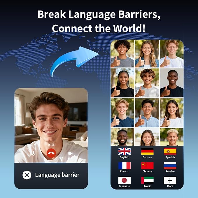 Real-Time Translation Earbuds, 198+ Languages Two-Way Translator, Audifonos Traductores Inglés Español, 4-in-1 Translating Headphones for Travel, Business & Learning - Space Grey