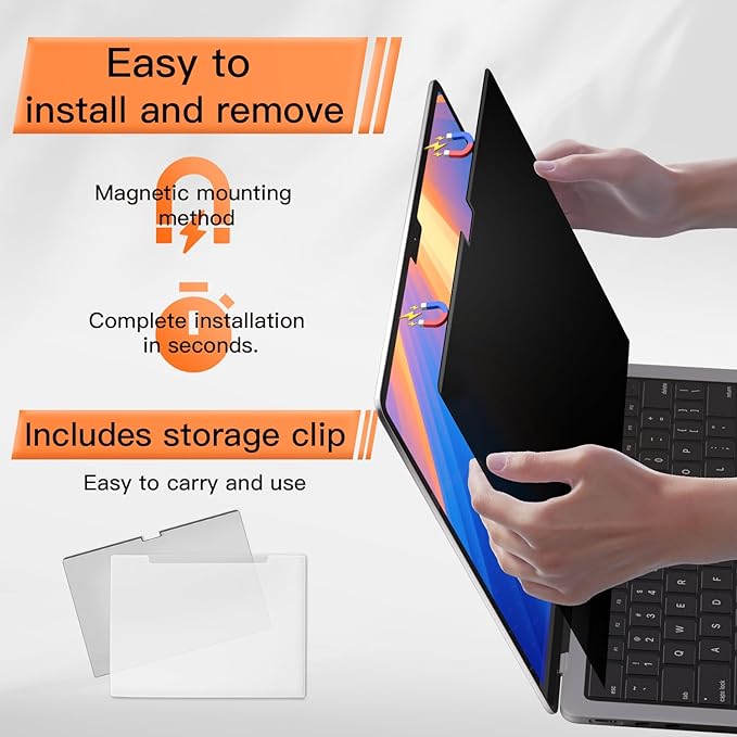 Mamol Magnetic Privacy Screen MacBook Pro 16 Inch 2021-2026 (M1-M2-M3-M4-M5), Removable Anti Blue Light Glare Filter Screen Protector