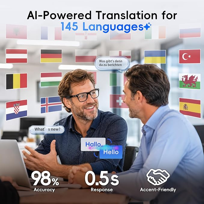GetD 2026 AI Glasses for Men & Women, Smart Glasses Powered by ChatGPT, AI Real-time Translation with 145 Languages, 11H Music Play, Bluetooth Glasses with Photochromic Lens for Daily Use, Travel