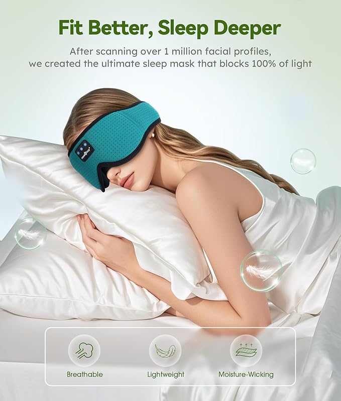 MUSICOZY Bluetooth Sleep Headphones Eye Mask Set – 2-Pack Wireless Sleep Masks for Men and Women